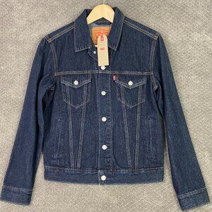 Levi's Denim Trucker Jacket Men's Small Blue Dark Wash Jean Cotton 72334 0025